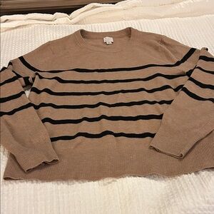 a new day Camel and Black Striped Crewneck Sweater